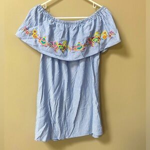 Pretty striped embroidered dress